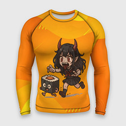 Рашгард мужской Девочка дьявол бежит за роллом, цвет: 3D-принт