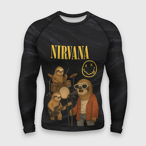 Мужской рашгард Ленивцы группа Nirvana / 3D-принт – фото 1