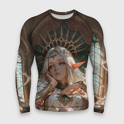 Мужской рашгард Беловолосая королева эльфов на троне