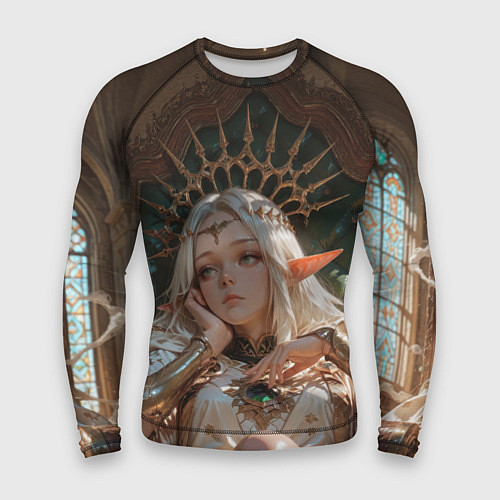 Мужской рашгард Беловолосая королева эльфов на троне / 3D-принт – фото 1