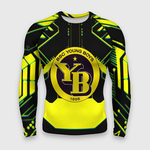 Мужской рашгард Янг Бойз спортивная геометрия линии / 3D-принт – фото 1