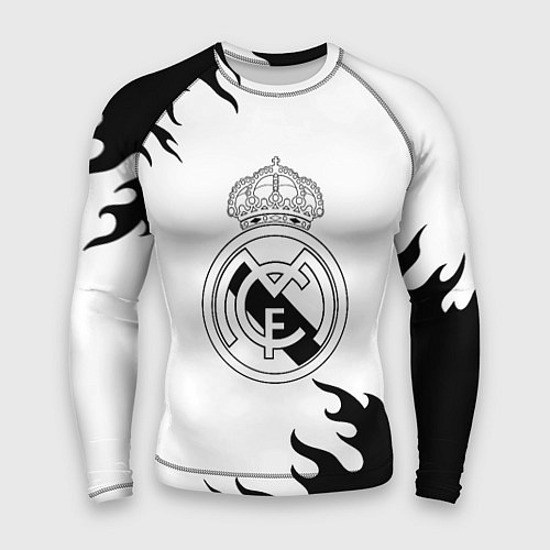 Мужской рашгард Реал Мадрид черный огонь / 3D-принт – фото 1
