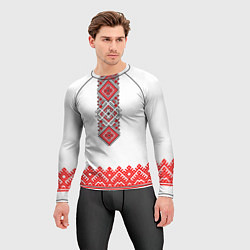 Рашгард мужской Славянская вышиванка с узорами и оберегом, цвет: 3D-принт — фото 2