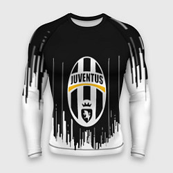 Рашгард мужской Ювентус текстура полосы спорт, цвет: 3D-принт
