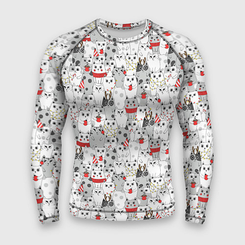 Мужской рашгард Новогодние котики / 3D-принт – фото 1