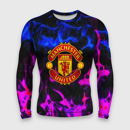 Мужской рашгард Манчестер Юнайтед огонь неон / 3D-принт – фото 1