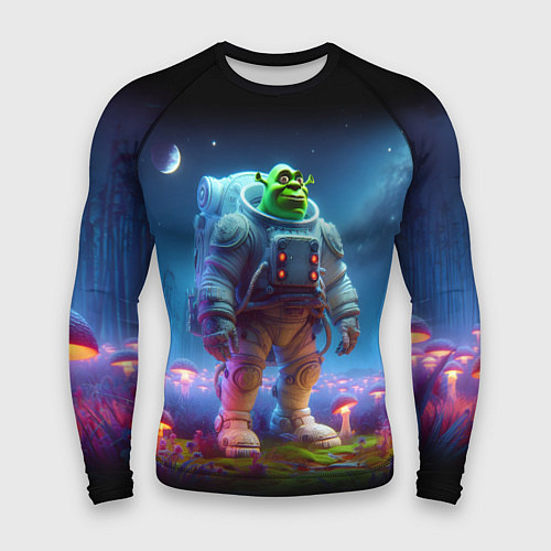 Мужской рашгард Шрек бравый космонавт - неоновое свечение / 3D-принт – фото 1