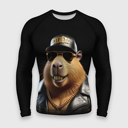 Рашгард мужской Капибара в бейсболке, цвет: 3D-принт