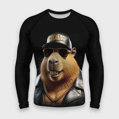 Мужской рашгард Капибара в бейсболке / 3D-принт – фото 1