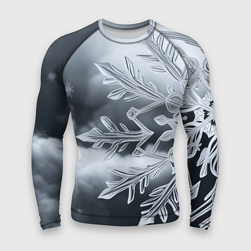 Мужской рашгард Снежинка на черно белое / 3D-принт – фото 1