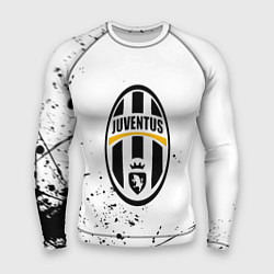 Рашгард мужской Ювентус черные краски всплеск, цвет: 3D-принт