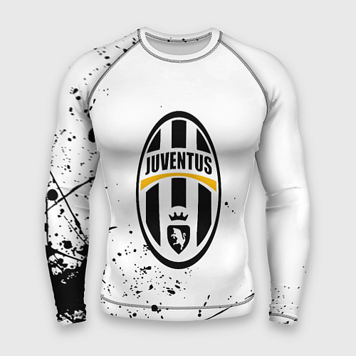 Мужской рашгард Ювентус черные краски всплеск / 3D-принт – фото 1