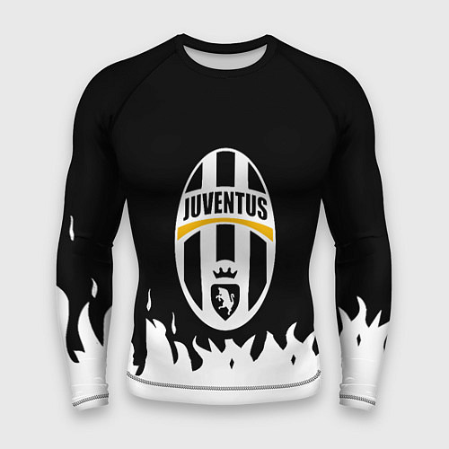 Мужской рашгард Ювентус белый огонь текстура / 3D-принт – фото 1