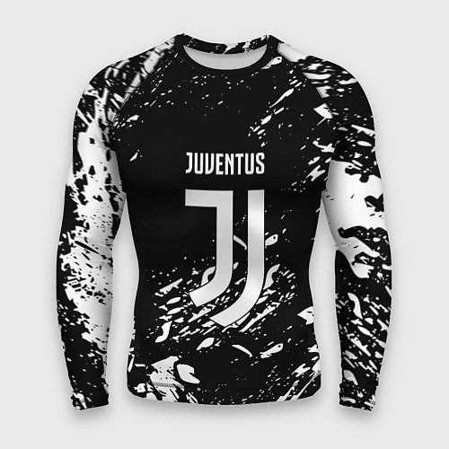 Мужской рашгард Juventus белые штрихи красок / 3D-принт – фото 1