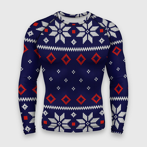 Мужской рашгард Вязаный новогодний узор / 3D-принт – фото 1