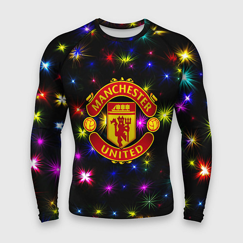 Мужской рашгард Манчестер Юнайтед праздничные огни / 3D-принт – фото 1