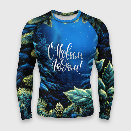 Мужской рашгард С новым годом - елочные ветки / 3D-принт – фото 1
