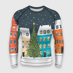 Мужской рашгард Новогодний снежный город