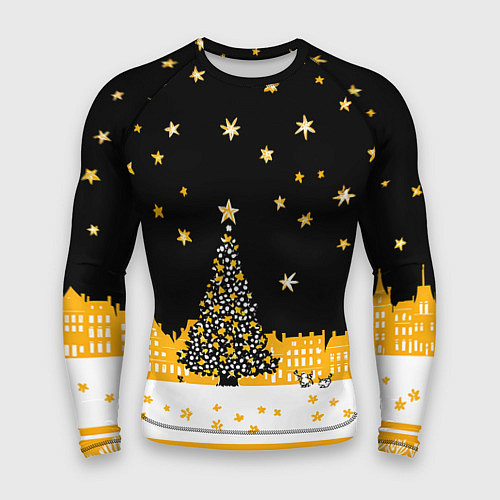 Мужской рашгард Новый год в черно-желтом стиле / 3D-принт – фото 1