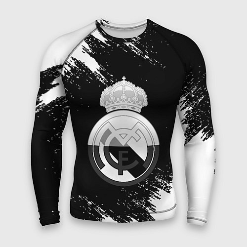 Мужской рашгард Реал Мадрид черно белые краски / 3D-принт – фото 1