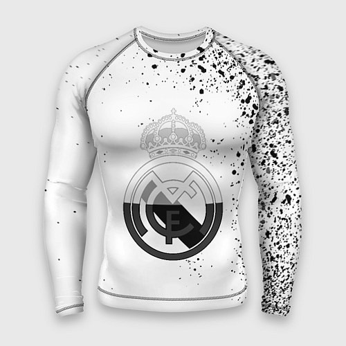 Мужской рашгард Реал Мадрид черно белые краски / 3D-принт – фото 1