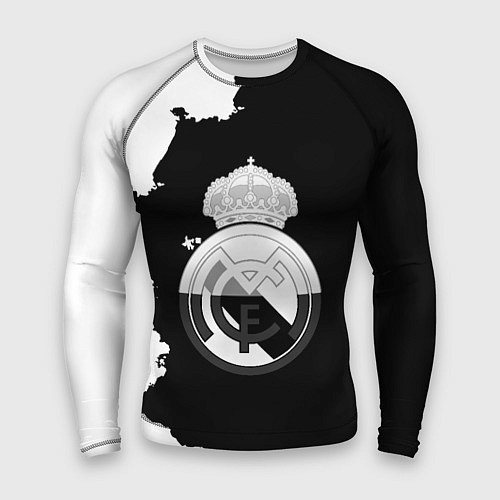 Мужской рашгард Реал Мадрид черно белые краски / 3D-принт – фото 1