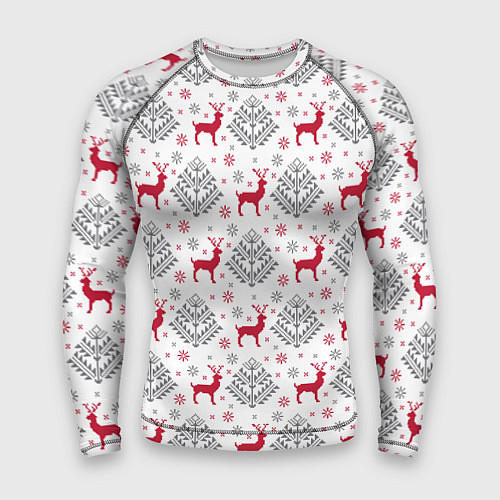 Мужской рашгард Олени среди елей / 3D-принт – фото 1