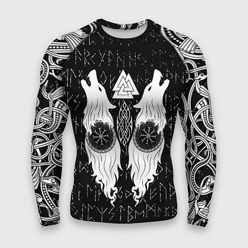 Мужской рашгард Волки воины с символикой / 3D-принт – фото 1