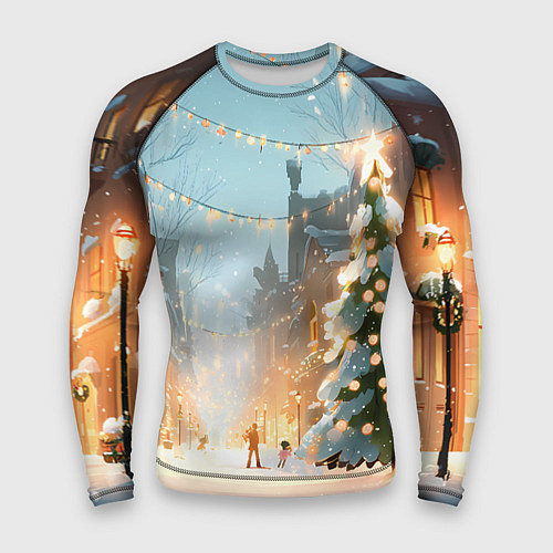Мужской рашгард Новогодняя елочка / 3D-принт – фото 1