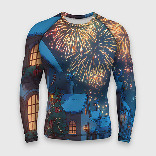 Мужской рашгард Праздничный новогодний салют / 3D-принт – фото 1
