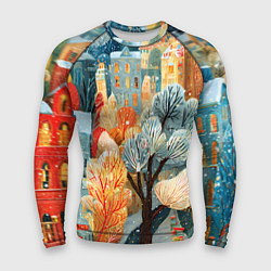 Мужской рашгард Разноцветные новогодние домики