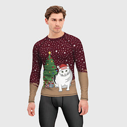 Рашгард мужской Кот Бендер и ёлка, цвет: 3D-принт — фото 2