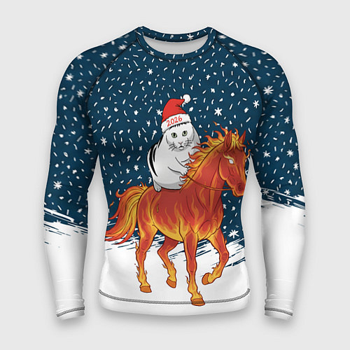 Мужской рашгард Кот Бендер и огненный конь - 2026 / 3D-принт – фото 1