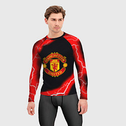Рашгард мужской Манчестер Юнайтед шторм молнии, цвет: 3D-принт — фото 2