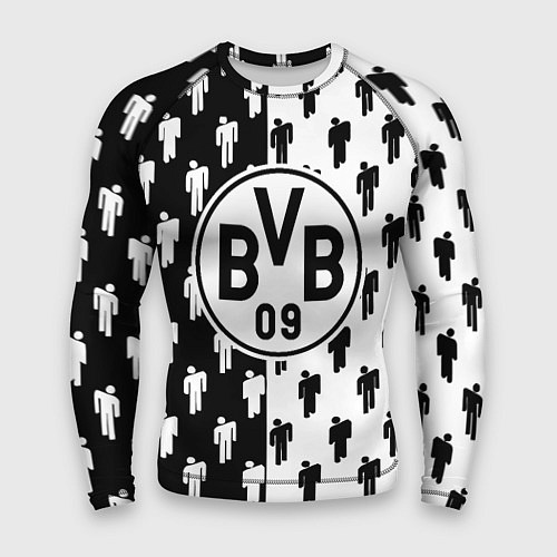 Мужской рашгард Borussia черно белые люди / 3D-принт – фото 1