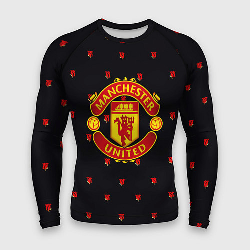Мужской рашгард Манчестер Юнайтед розы текстура / 3D-принт – фото 1