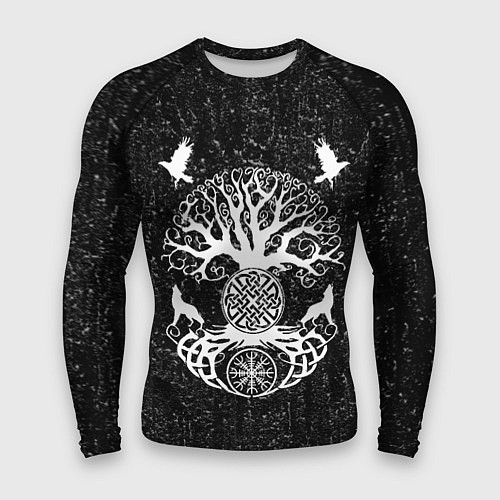 Мужской рашгард Волки и вороны Одина и древо мира / 3D-принт – фото 1