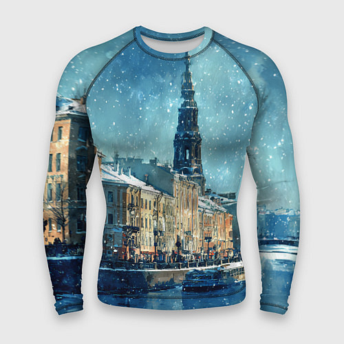 Мужской рашгард Снегопад в Санкт-Петербурге / 3D-принт – фото 1