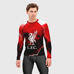 Рашгард мужской Ливерпуль шторм молнии красный, цвет: 3D-принт — фото 2