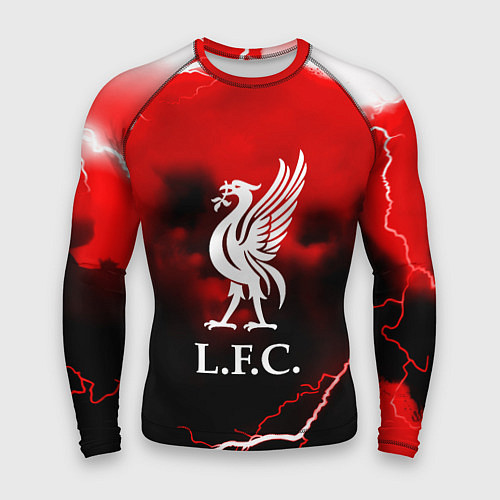 Мужской рашгард Ливерпуль шторм молнии красный / 3D-принт – фото 1