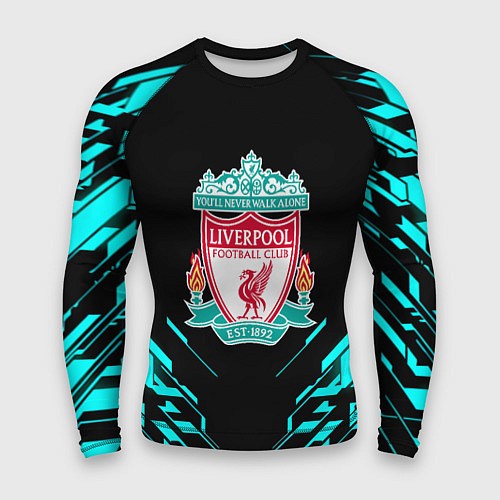 Мужской рашгард Ливерпуль неон геометрия / 3D-принт – фото 1