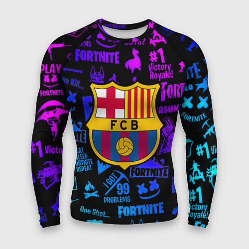 Мужской рашгард Barcelona x fortnite neon / 3D-принт – фото 1
