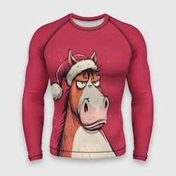 Рашгард мужской Комичная новогодняя лошадь, цвет: 3D-принт