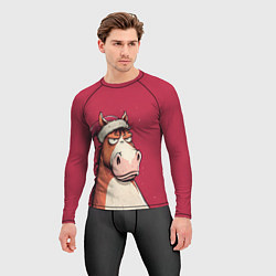 Рашгард мужской Комичная новогодняя лошадь, цвет: 3D-принт — фото 2