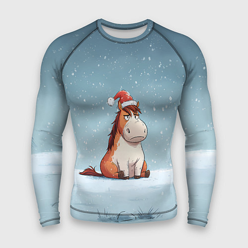 Мужской рашгард Лошадь сидит на снегу / 3D-принт – фото 1