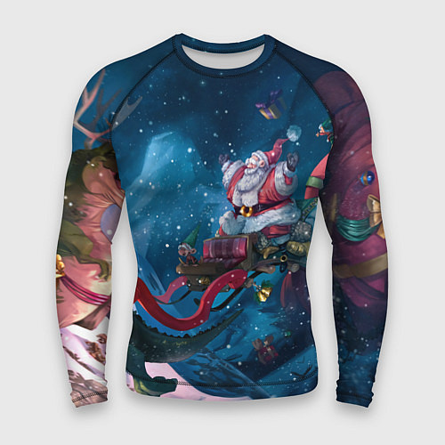 Мужской рашгард Санта с динозавром / 3D-принт – фото 1