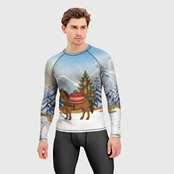 Рашгард мужской Лошадь с салатом Под шубой, цвет: 3D-принт — фото 2