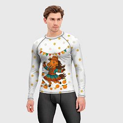 Рашгард мужской Якутская лошадь празднует Новый год, цвет: 3D-принт — фото 2