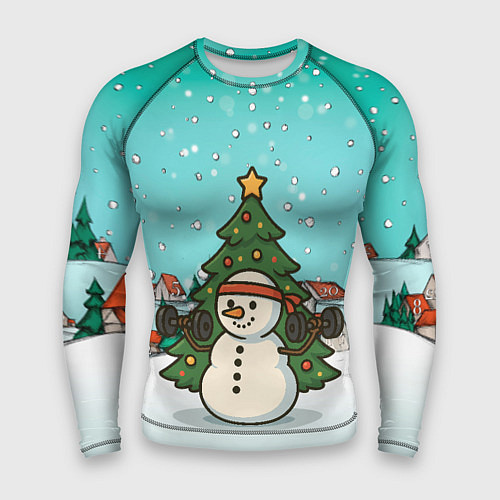 Мужской рашгард Снеговик - Новогодний Зож / 3D-принт – фото 1