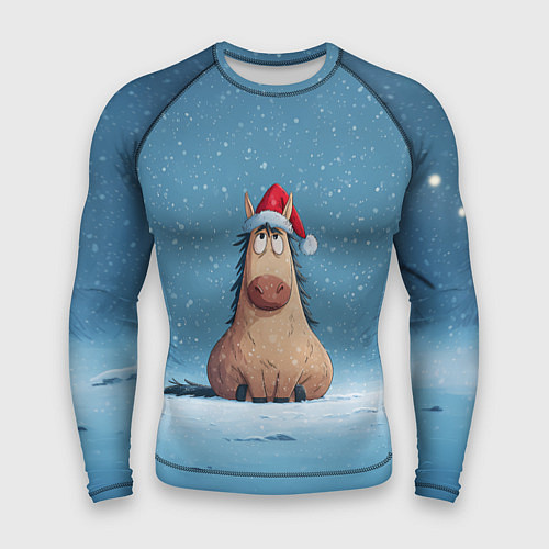Мужской рашгард Удивленная забавная лошадка / 3D-принт – фото 1